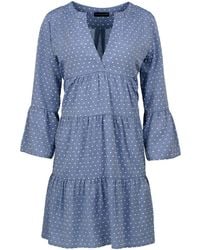 Conquista - Denim Style Embroidered A Line Dress - Lyst