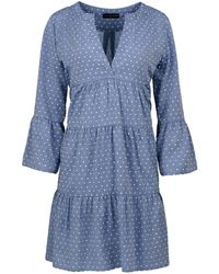 Conquista - Denim Style Embroidered A Line Dress - Lyst