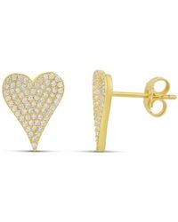 SHYMI - Elongated Large Pave Heart Studs - Lyst