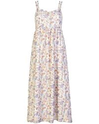 REISTOR - Strappy Gathered Printed Midi Dress - Lyst
