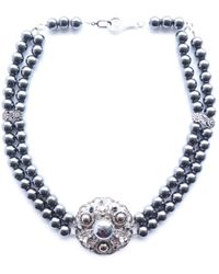 Way to Chic - One Of A Kind Hematite Necklace With Matching Vintage Pendant Brooch - Lyst