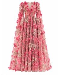 MATSOUR'I - Dress Hortensia With Detachable Sleeves Maxi Coral - Lyst