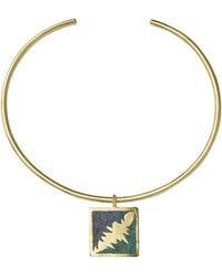 Zeworks - Sahara Blues – Vadi Handcrafted Brass Choker With Lapis Lazuli And Malachite Inlay - Lyst