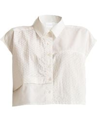 REISTOR - Embroidered Panel Crop Cotton Top - Lyst