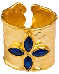 Ebru Jewelry - Floral Sapphire Stone Band Design Statement Ring - Lyst