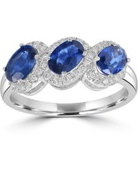 Artisan - Three-Stone Sapphire & Diamond Halo Ring - Lyst