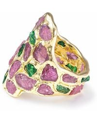 German Kabirski - Kelea Handcrafted Plated Ring With Raw Spinel And Tsavorite Garnet - Lyst