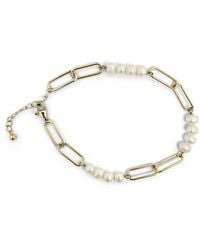 Clemence Wren - Paperlink Chain Freshwater Pearl Bracelet - Lyst