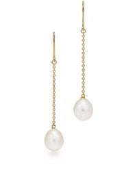 Unaloe - Earrings With-Plated Sterling Chain And Dangling Natural Pearl - Lyst