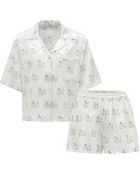 NOT JUST PAJAMA - Diamond Poodles Silk Pajamas Short Set - Lyst