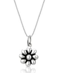 Unaloe - Sterling Floral Pendant Necklace – Sculpted Botanical Motif With Oxidised Detail, Dimensional Flower Talisman Jewellery - Lyst