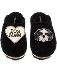 Laines London - Teddy Closed Toe Slippers With Dog Mum Mom & & Shih Tzu Brooches - Lyst