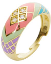 Spero London - Enamel Five Color Diamond Sterling Dome Ring - Lyst