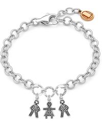 Unaloe - Adjustable Sterling Mom Bracelet With Three Charms Two Girls And One Boy Perfect Gift For Moms And Families - Lyst