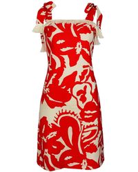 Lalipop Design - Abstract Floral Design Mini Dress With Tieable Straps - Lyst