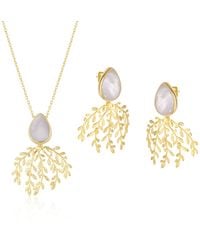 Spero London - Mother Of Pearl Branch Sterling Earring & Necklace Set - Lyst