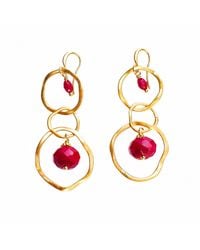 Way to Chic - Burgundy Agate Earrings On Plated Circles - Lyst