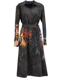 ARTISTA - Beauty Washed Corduroy Floral Printed Shirt Dress - Lyst
