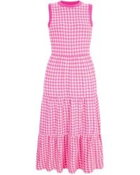 Cara & The Sky - Paula Gingham Cotton Knitted Midi Summer Dress - Lyst