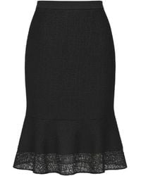 Conquista - Textured Pencil Skirt With Lace Flounce Hem - Lyst