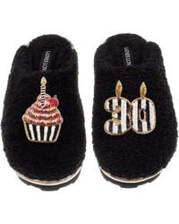 Laines London - Teddy Closed Toe Slippers With Stripe 30Th Birthday & Cake Brooches - Lyst
