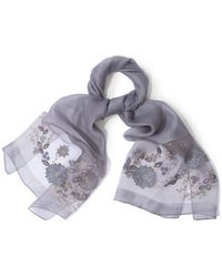 Saachi - Floral Embroidered Silk Scarf - Lyst