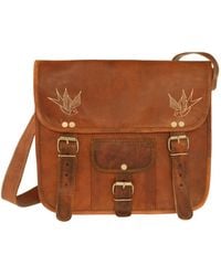 VIDA VIDA - Leather Satchel Cross Body Bag With Swallows - Lyst