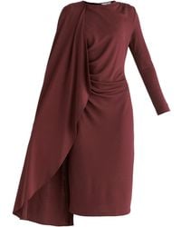 Paisie - Asymmetrical Cape Sleeve Lyocell Jersey Midi Dress - Lyst