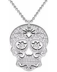 CarterGore - Silver Large Sugar Skull With Flower Eyes - Lyst