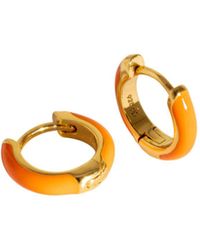Claire Hill Designs - Coral Enamel Huggie Earrings - Lyst