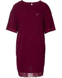 Pretty You London - Bamboo Lace Tee Dress In Bordeaux - Lyst