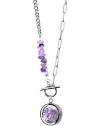 My Little Nature - Amethyst Necklace With Beaded Amethyst Chain Charm And Toggle Clasp – Natural Gemstone Jewelry, Birthstone Necklace - Lyst