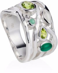 Neola Design - Sterling Cocktail Ring With Peridot & Onyx & Amethyst Gemstones Liana - Lyst