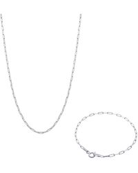 Spero London - Rectangular Sterling Chain Bracelet & Necklace Set - Lyst