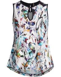Conquista - Abstract Feather Print Viscose-Elastane Jersey Top - Lyst