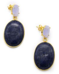 ADIBA - Lavender Chalcedony & Lapis Lazuli Handmade Drop Earring - Lyst