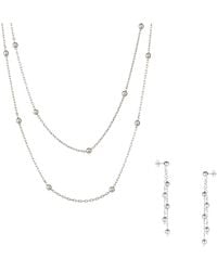 Spero London - Dorica Sterling Multi Bead Drop Earrings And Double Layer Necklace Set - Lyst