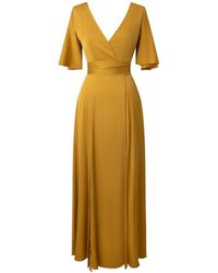 Lily Phellera - Oleon Kimono Style Silk Dress In Mustard Seed - Lyst