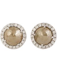 Artisan - Natural Ice Diamond 18k Solid Gold Stud Earrings Jewelry - Lyst