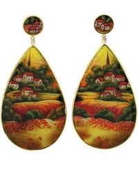 Artisan - Natural Diamond Dangle Earrings 18k Gold Bakelite - Lyst