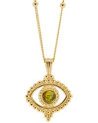 Ebru Jewelry - Tourmaline Evil Eye Pendant On A Stylish Gold Chain Necklace - Lyst