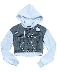 Circular Path - Neutrals Crop Denim Hoodie - Lyst