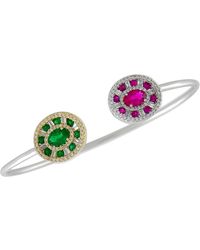 Artisan - Baguette Ruby & Emerald Pave Diamond Cuff Bracelet - Lyst