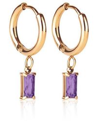 Evie Jewelry - Luxe Amethyst Drop Huggie Earrings - Lyst