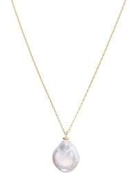 Spero London - Baroque Flat Coin Pearl Pendant Necklace Sterling - Lyst