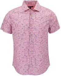 lords of harlech - Scott Retro Star Coral Printed Button Up Shirt - Lyst
