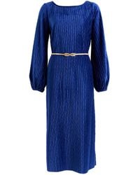 Louche - Milene Velvet Pleat Midi Dress - Lyst