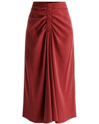 Paisie - Ruched Front Midi Skirt - Lyst