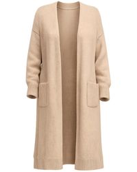 Tantra Spain Sl - Neutrals Long Kitted Cardigan With Pockets Ecru - Lyst