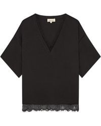 Little Lies - Roxy Lace Trim Satin Tee - Lyst